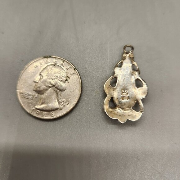 925 Sterling silver and Abalone / Paua shell necklace charm pendant - Picture 2 of 2